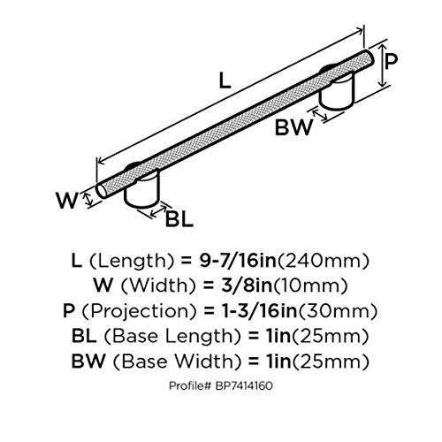 Amerock Cabinet Pull Matte Black/Polished Nickel 6-5/16 inch (160 mm) Center to Center Transcendent 1 Pack Drawer Pull Drawer Handle Cabinet Hardware