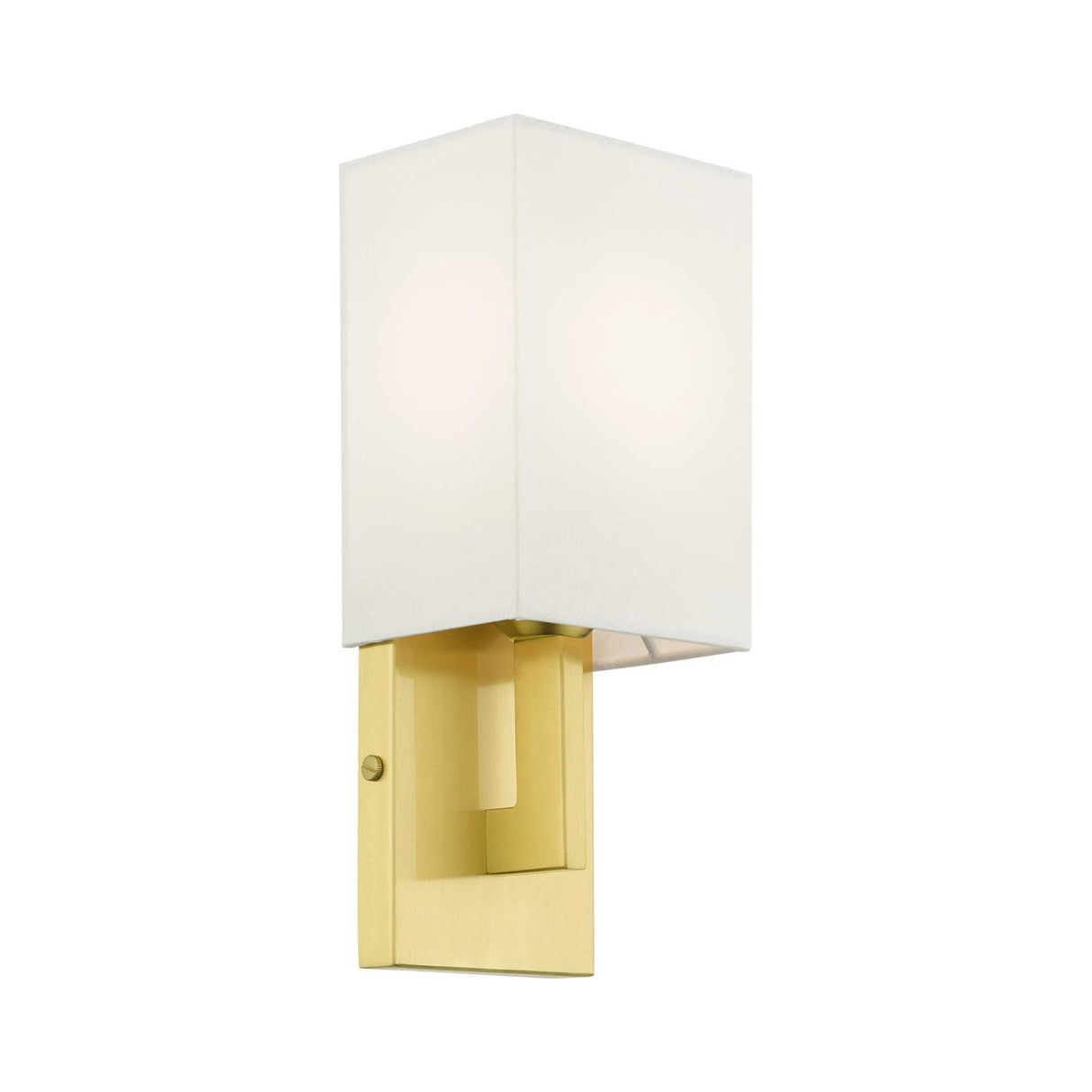 Livex Lighting 51101-12 Meridian Collection ADA 1-Light Wall Sconce Light with Off-White Hardback Fabric Shade, Satin Brass