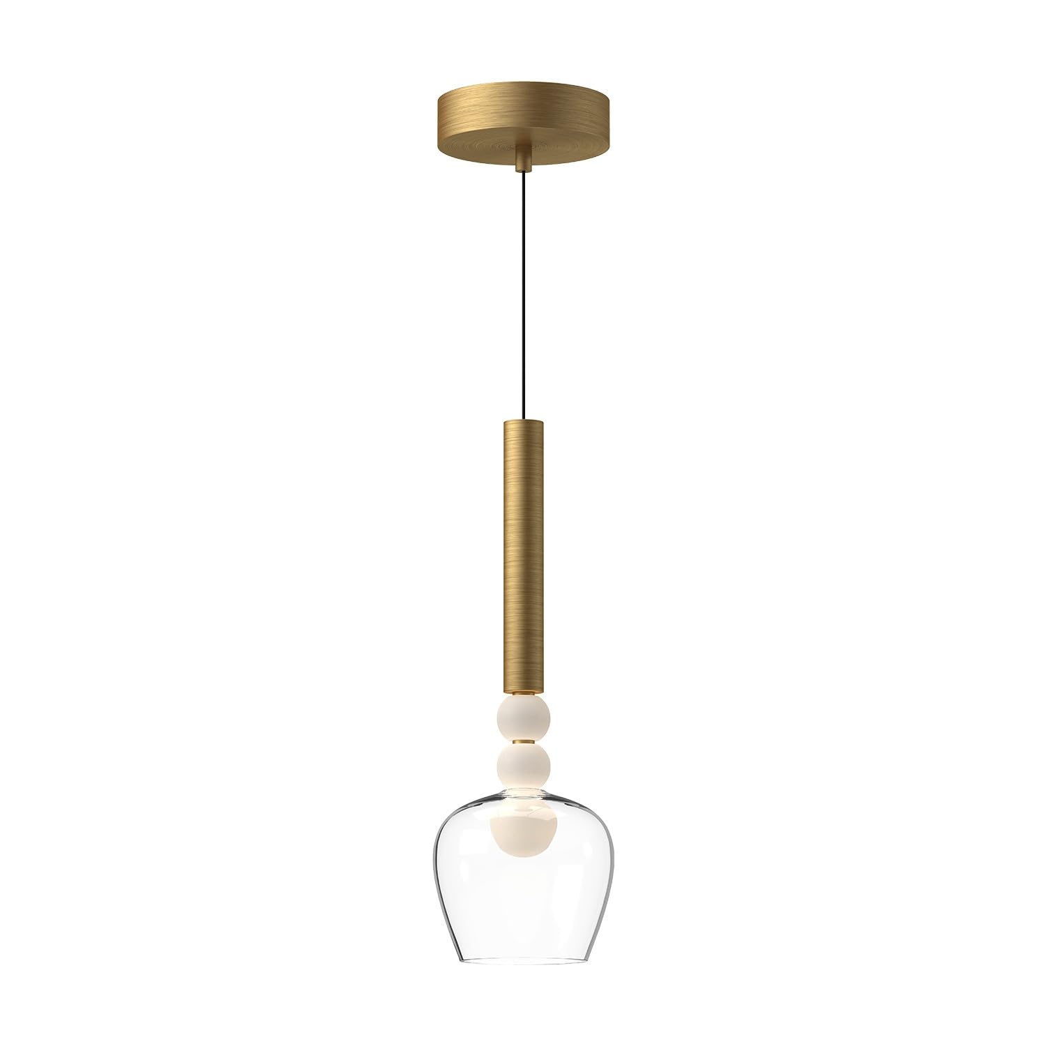 Kuzco PD30501-BG/CL RISE 6" PENDANT BRUSHED GOLD CLEAR GLASS 120" WIRE 120V TRIAC/ELV LED 3000K 90CRI 14W