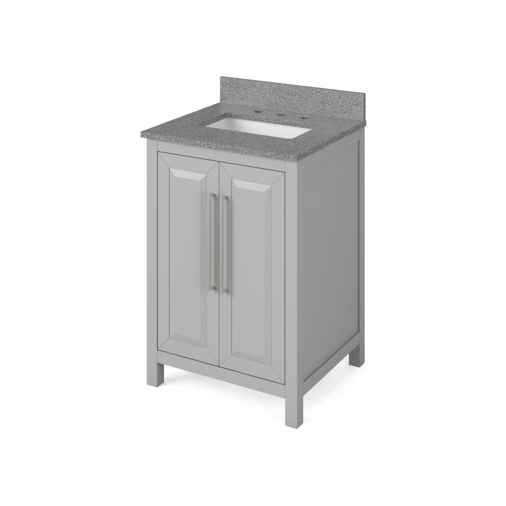 Jeffrey Alexander VKITCAD24GRSGR 24" Grey Cade Vanity, Steel Grey Cultured Marble Vanity Top, undermount rectangle bowl
