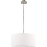 Livex Lighting 41090-91 Clark - One Light Chandelier, Brushed Nickel Finish with Off-White Fabric Shade