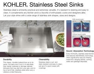 Kohler K-3333-NA 10-3/4" 1-Bowl Square Basin Undermount Bar Sink Stainless Steel