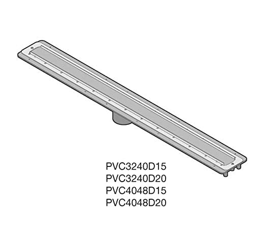 QuickDrain PVC4048D20 40" PVC Drain Body with a 2" Vertical Outlet