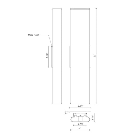 Kuzco VL60220-BK FERGUSON 20" VL Black 120V ELV LED 3000K 90CRI 22W