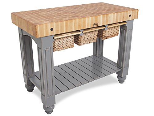 John Boos CU-GB4824-WT Gathering Block III - 4" Thick 48x24 Maple Butcher Block; Walnut Stained Base