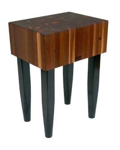 John Boos WAL-PCA4 Solid Walnut Block with Painted Legs, 30inch W x 24inch D 10inch H (34inch Overall) WAL PCA BLOC 30X24X10CRM BLACK LEG