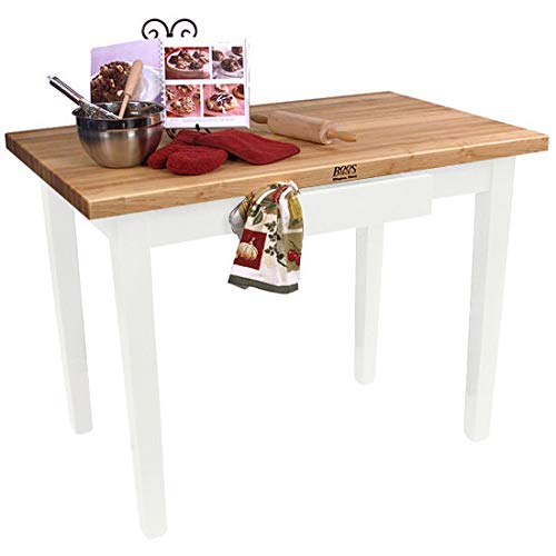 John Boos C4824C-D-AL Classic Country Worktable, 48" W x 24" D 35" H, with Casters and Drawer, Alabaster