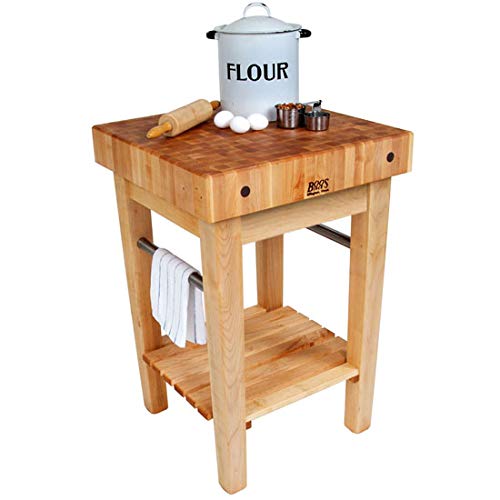 John Boos PPB3030D Pro Prep Butcher Block With Drawer, No Casters, Maple, Cream Finish, 30'' W x D 36'' H
