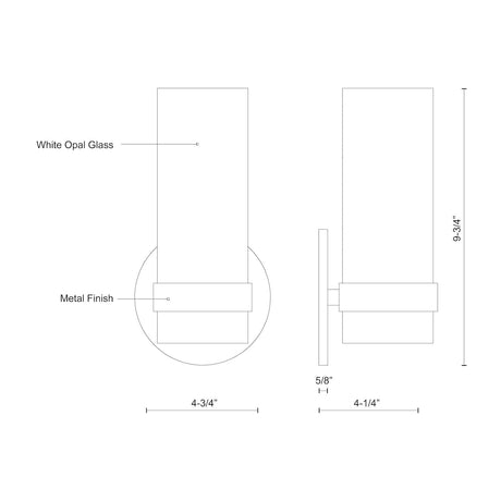 Kuzco WS9809-BG MILANO 9" WS Brushed Gold 120V ELV LED 3000K 90CRI 9W
