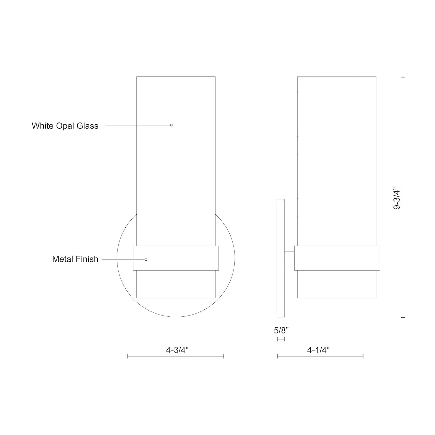 Kuzco WS9809-BN MILANO 9" WS Brushed Nickel 120V ELV LED 3000K 90CRI 9W