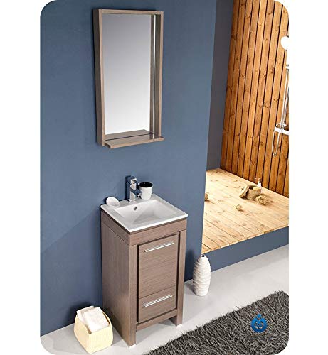 Fresca FVN8118GO Fresca Allier 16" Gray Oak Modern Bathroom Vanity w/ Mirror