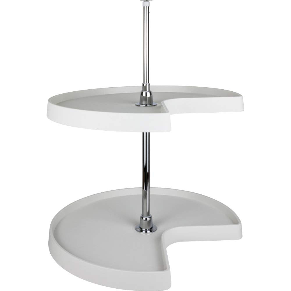 Hardware Resources PLSMK28 28" Kidney Two-Shelf Plastic Lazy Susan Set with Chrome Hubs