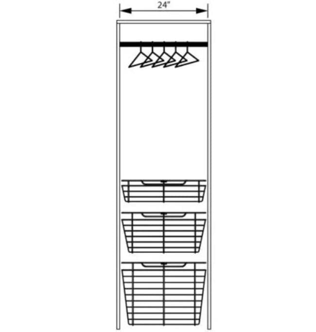 Hardware Resources POB1-16296SN Satin Nickel Closet Pullout Basket with Slides 16"D x 29"W x 6"H