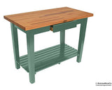 John Boos OC6036-S-AL OC Oak Country Table - Blended Butcher Block Top, 60"W x 36"D One Shelf, Alabaster Base