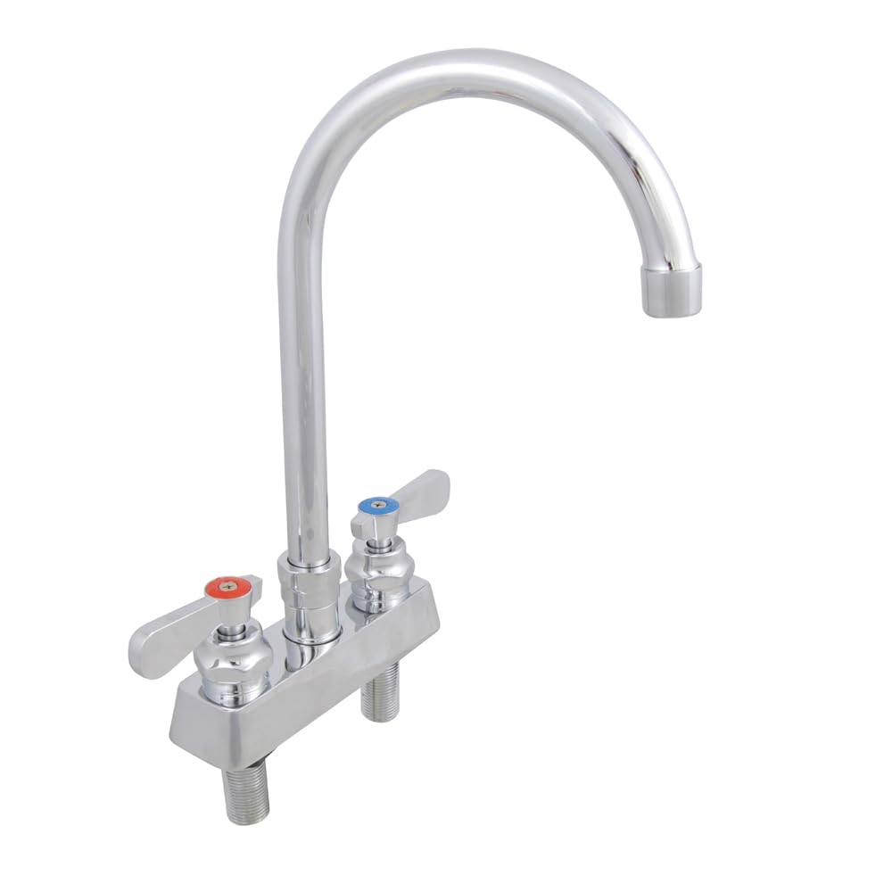 John Boos PBF-4DM-3GLF Low Lead 4 inch on Center Deckmount Heavy Duty Faucet with 3.5 Gooseneck Spout - 1 each.