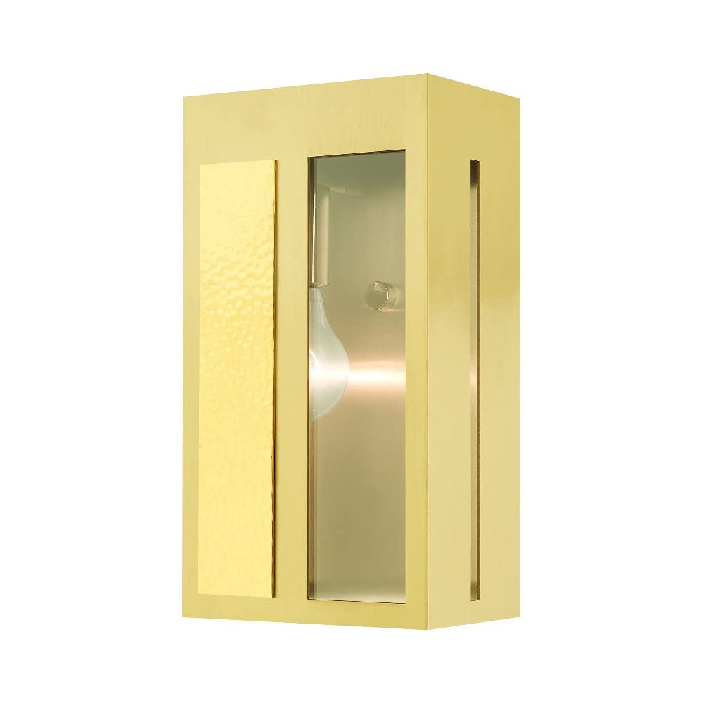 Livex Lighting 27412-12 Lafayette 1 Light 11 inch Satin Brass Outdoor ADA Wall Lantern