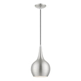 Andes 1 Light Mini Pendant in Brushed Nickel with Polished Chrome (49016-91)