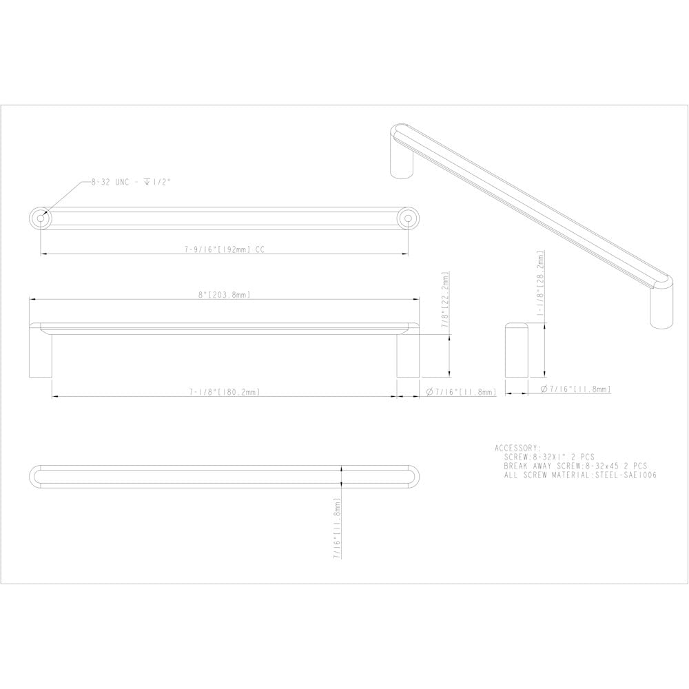 Elements 105-192SBZ 192 mm Center-to-Center Satin Bronze Gibson Cabinet Pull