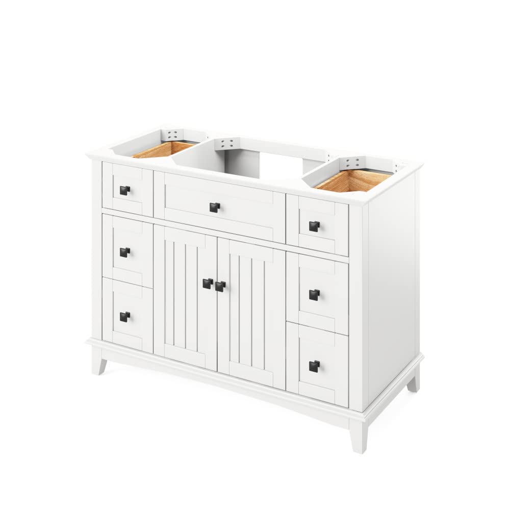 Jeffrey Alexander VKITSAV48WHSGR 48" White Savino Vanity, Steel Grey Cultured Marble Vanity Top, undermount rectangle bowl