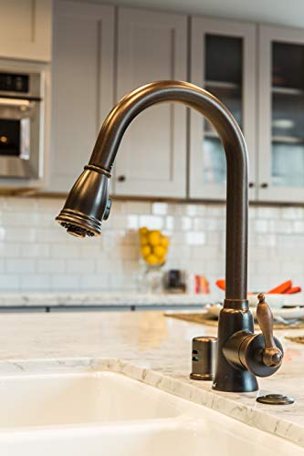 Danze D454410BR Prince Single Handle Pull-Down Kitchen Faucet with SnapBack Retraction, Tumbled Bronze