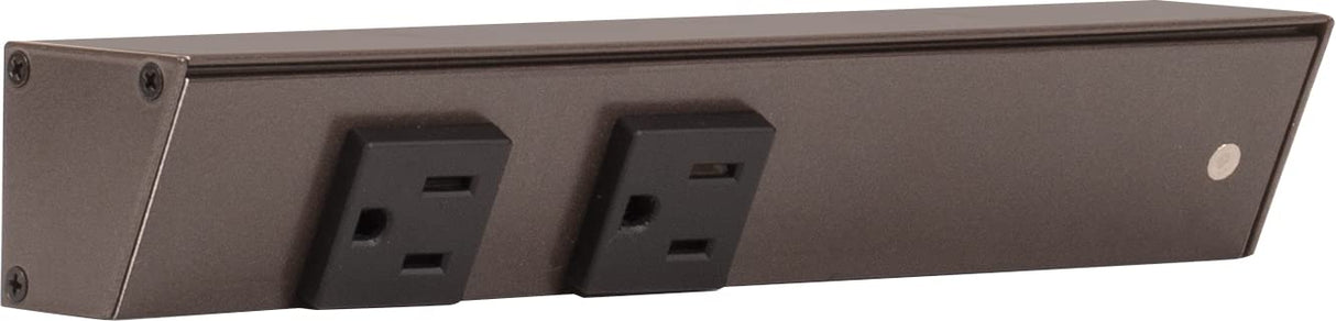 Task Lighting APT9-2B-P-BZ-R 9" APT Series Slim Angle Power Strip, Right Entry, Bronze Finish, Black Receptacles