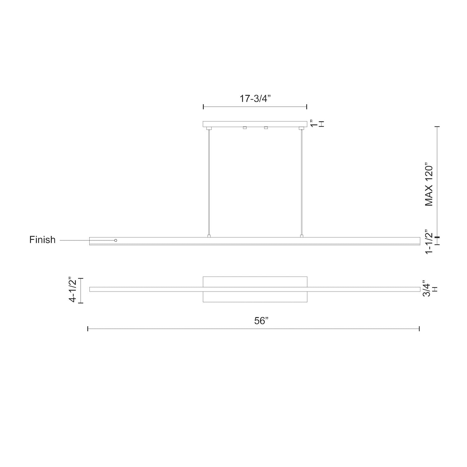 Kuzco LP10356-BN VEGA 56" LP Brushed Nickel 120V ELV LED 3000K 90CRI 38W