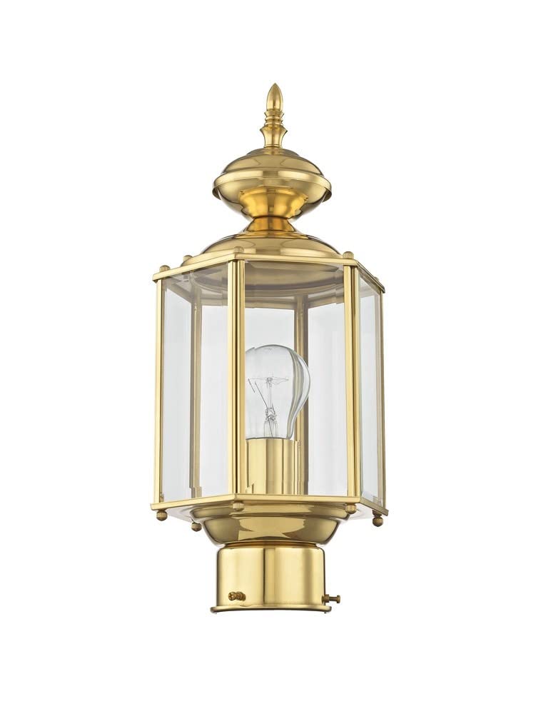 Livex Lighting 2117-02 Outdoor Post with Clear Beveled Glass Shades, Polished Brass