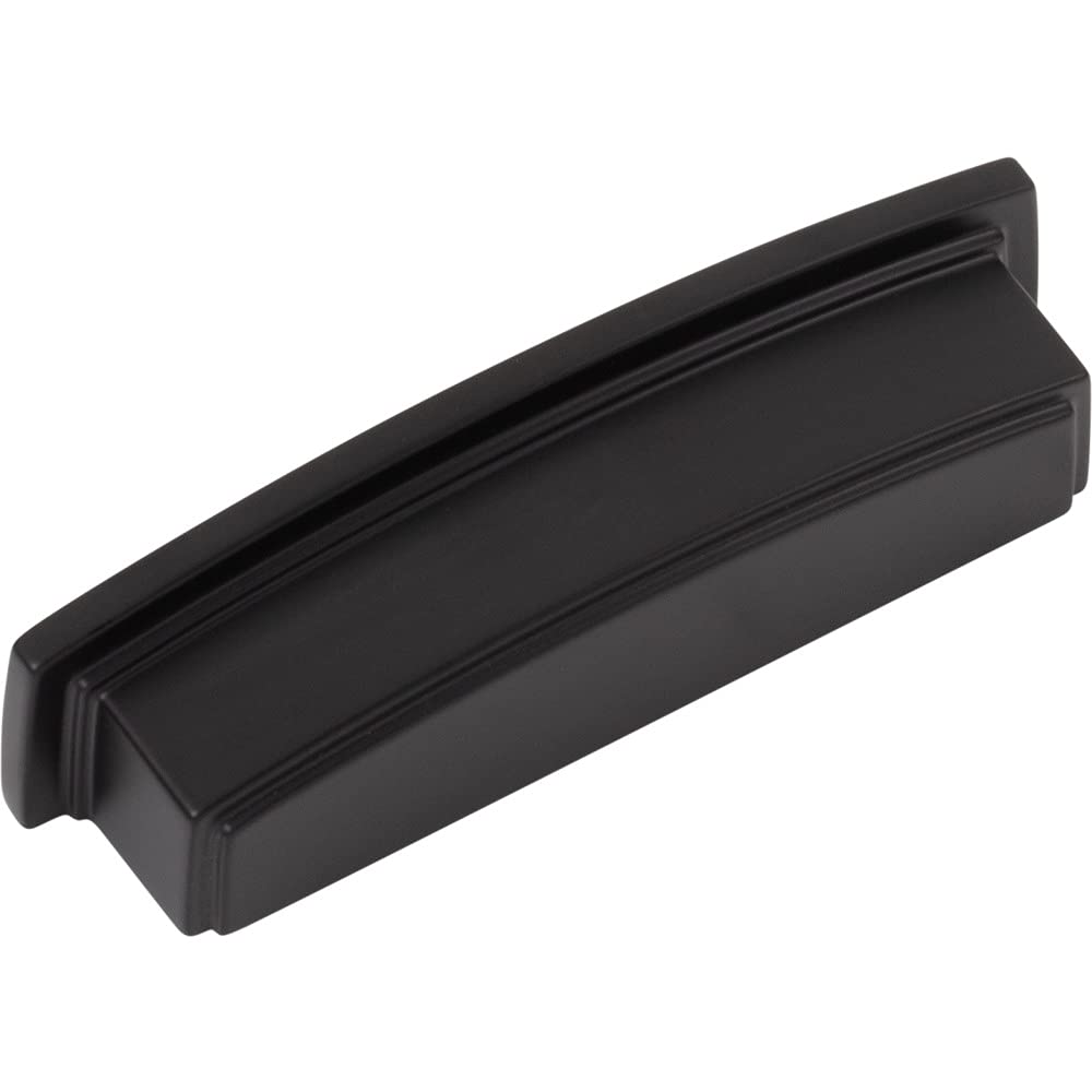 Jeffrey Alexander 141-96MB 96 mm Center Matte Black Square-to-Center Square Renzo Cabinet Cup Pull