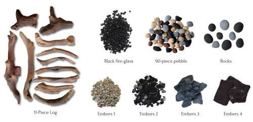 Amantii DESIGN-MEDIA-6PCE DRIFTWOOD - 6 Piece Deluxe Media Kit Includes: 6 logs, stones, pebbles & embers