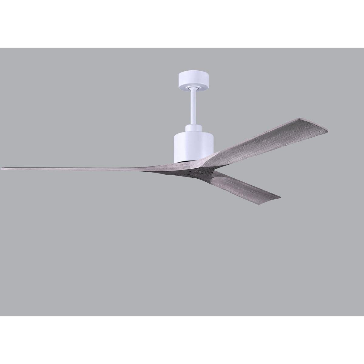 Matthews Fan NKXL-MWH-BW-72 Nan XL 6-speed ceiling fan in Matte White finish with 72” solid barn wood tone wood blades