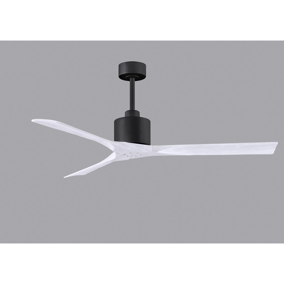 Matthews Fan NK-BK-MWH-60 Nan 6-speed ceiling fan in Matte Black finish with 60” solid matte white wood blades