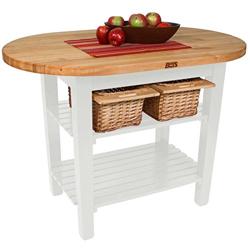 John Boos C-ELIP6030175-2S-AL Eliptical C-Table, 60 inchW, Alabaster, 2 shelves