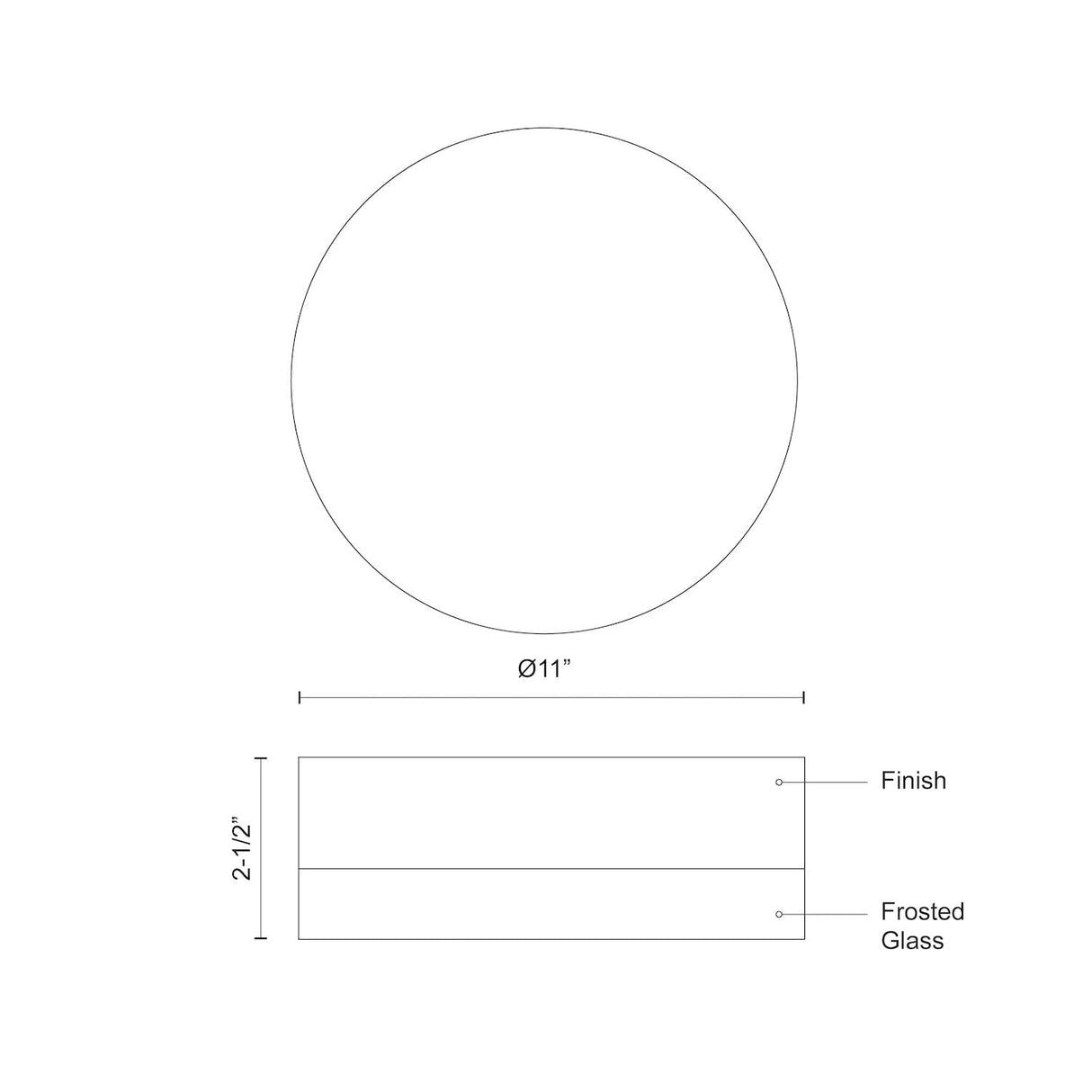 Kuzco FM3511-BN BEDFORD 11" FM Brushed Nickel/Frosted 120V ELV LED 3000K 90CRI 22W