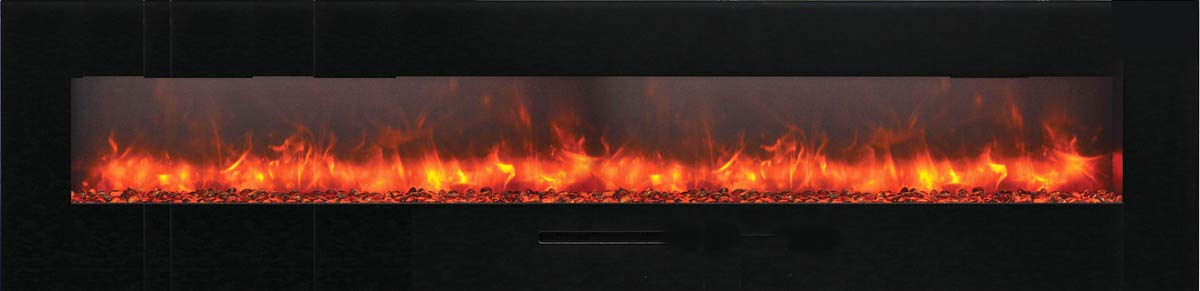Amantii WM-FM-88-10023-BG Wall Mount/ Flush Mount Smart Electric  88" Indoor / Outdoor WiFi Enabled Fireplace , Featuring a MultiFunction Remote Control , Multi Speed Flame Motor
