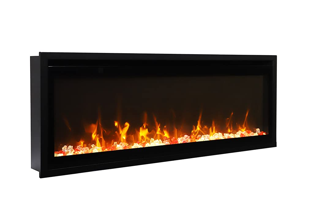 Amantii SYM-SLIM-42 Symmetry Xtraslim Smart Electric  -42" WiFi Enabled Fireplace, Featuring a  MultiFunction  Remote Control, Multi Speed Flame Motor