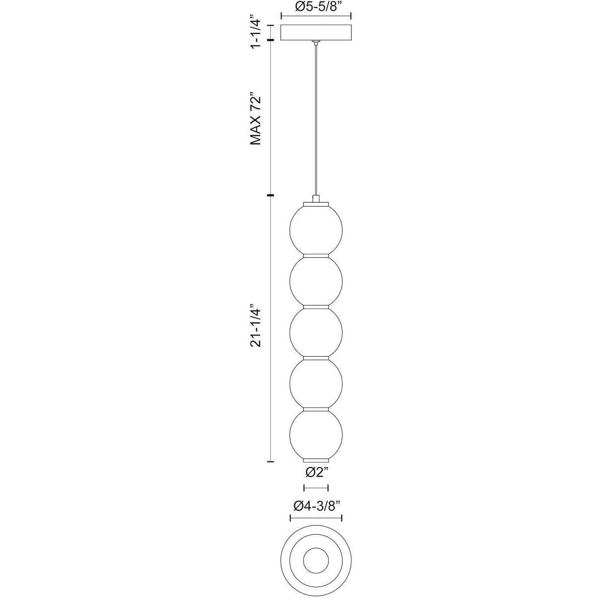 Alora PD531515AGOP BIJOU 5" PD AGED BRASS MATTE OPAL GLASS CORD 72 LED 3000K 90CRI 18W