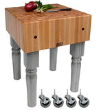 John Boos AB07-C-SG AB Series Block with 10" Thick Hard Maple Top, With Casters, 30" W x D 10"H, 34" Overall Height, Slate Gray BLOCK 30X30X10 W/CASTERS-