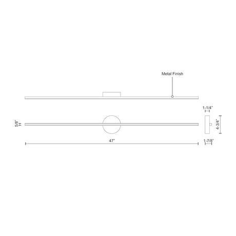 Kuzco WS14947-BK CHUTE 47" WS Black 120V TRIAC/ELV LED 3000K 90CRI 21W