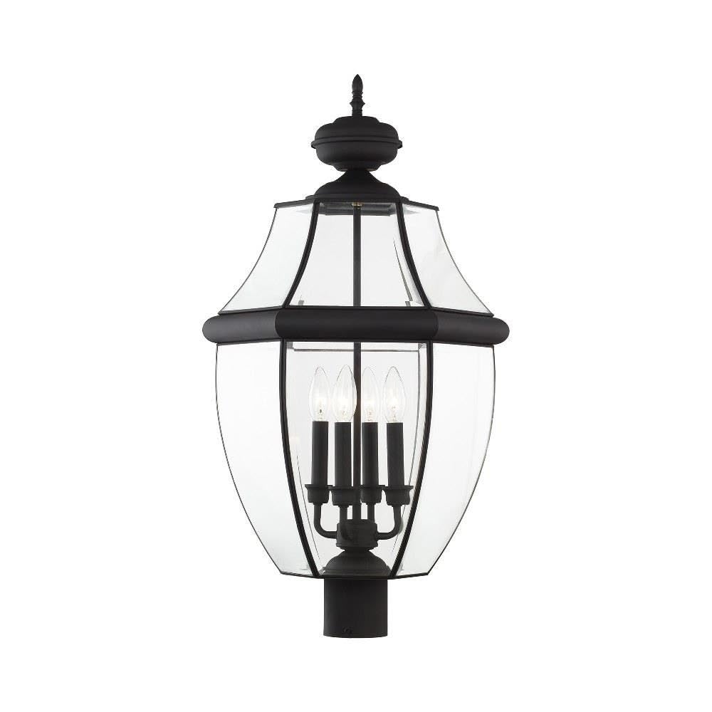Livex Lighting Monterey Black 4-Light Outdoor Post Lantern