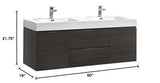 Fresca FCB8360GO-D-I Fresca Valencia 60" Gray Oak Wall Hung Double Sink Modern Bathroom Vanity