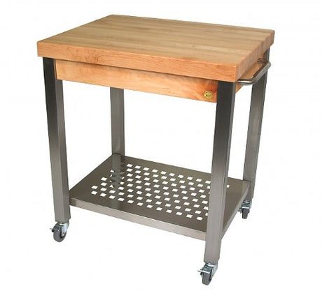 John Boos CUCT34-D Cucina Americana Technica Kitchen Cart with Butcher Block Top Counter Height: 2.25", Drawers: 1 Included