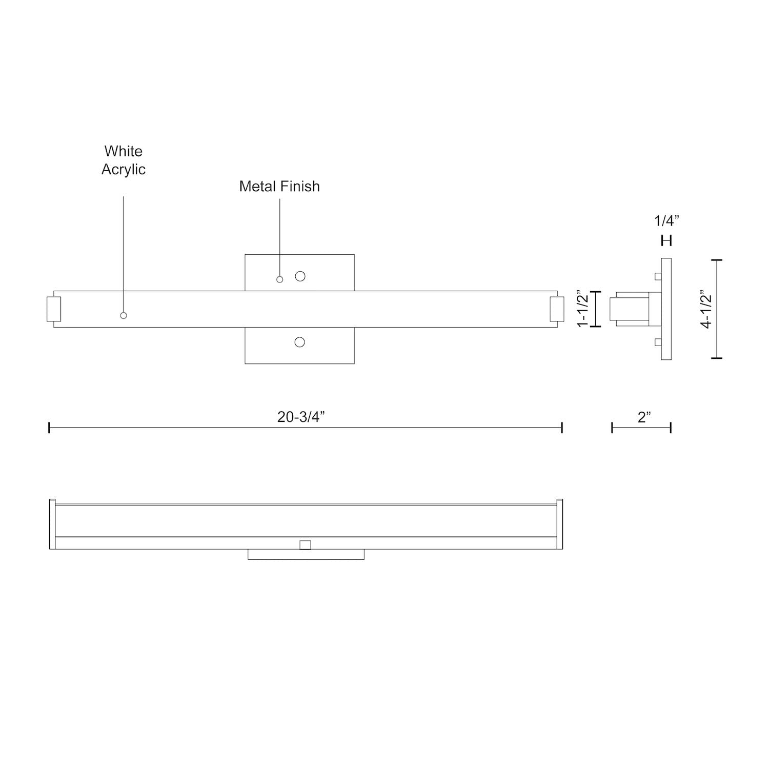 Kuzco VL4721-CH LED VAN REC WH ACRY 1600LM 19W CH