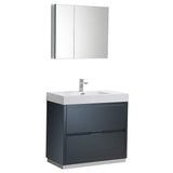 Fresca FVN8436GG Fresca Valencia 36" Dark Slate Gray Free Standing Modern Bathroom Vanity w/ Medicine Cabinet