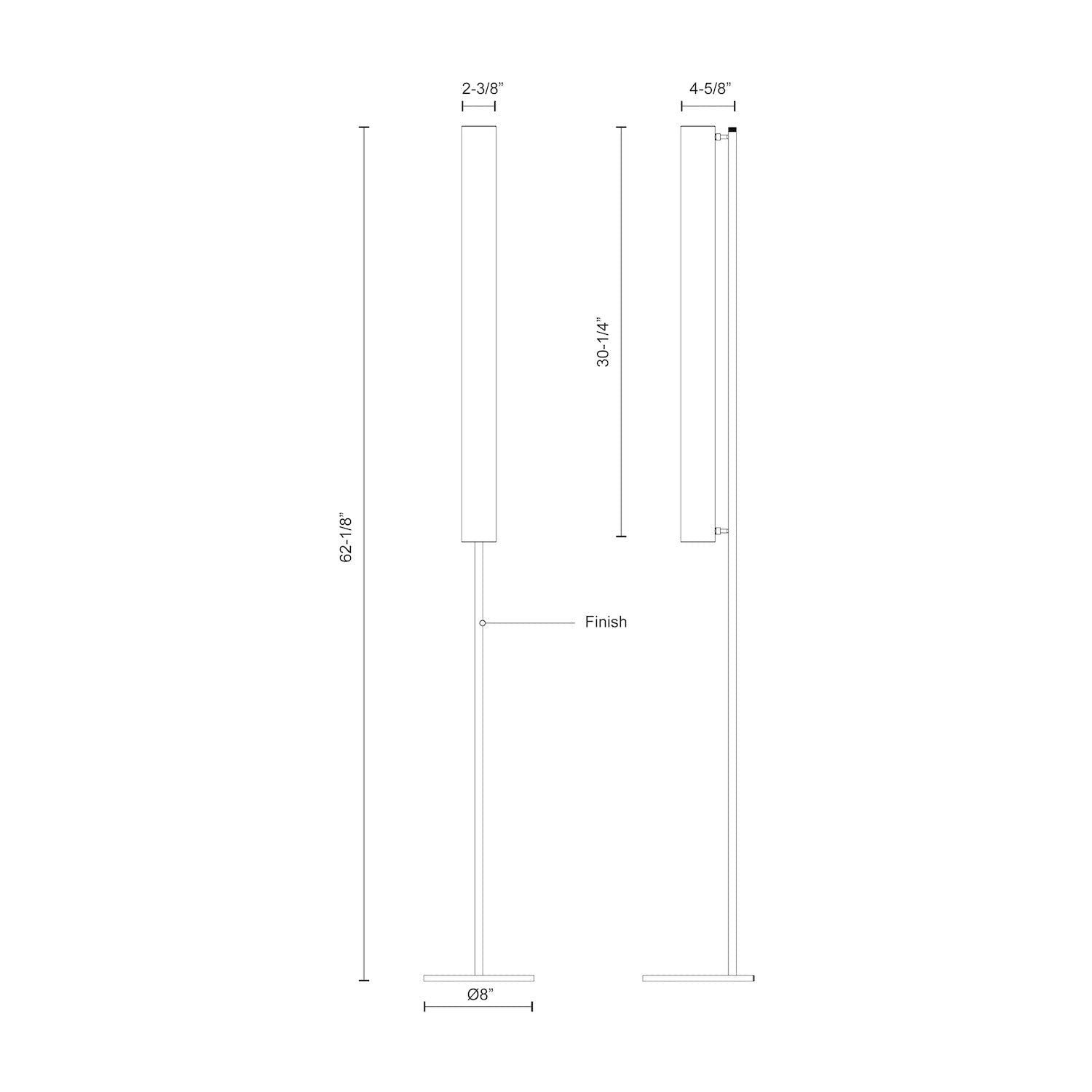 Kuzco FL70155-BK GRAMERCY 55" FL Black 120V Touch dimmer LED 3000K 90CRI 25W