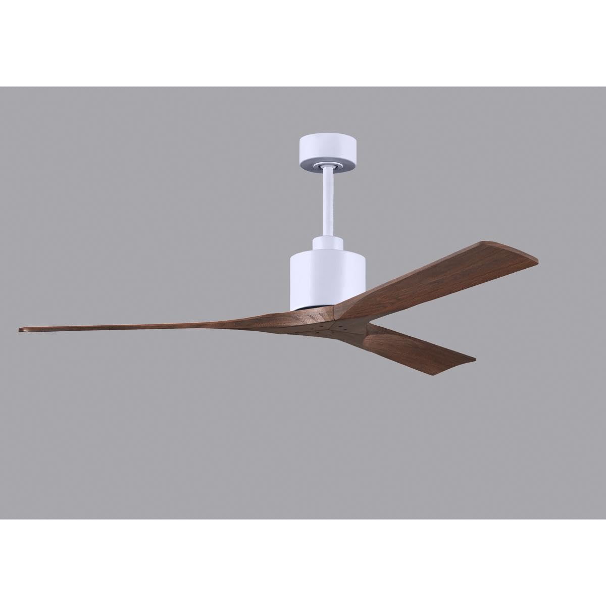 Matthews Fan NK-MWH-WA-60 Nan 6-speed ceiling fan in Matte White finish with 60” solid walnut tone wood blades