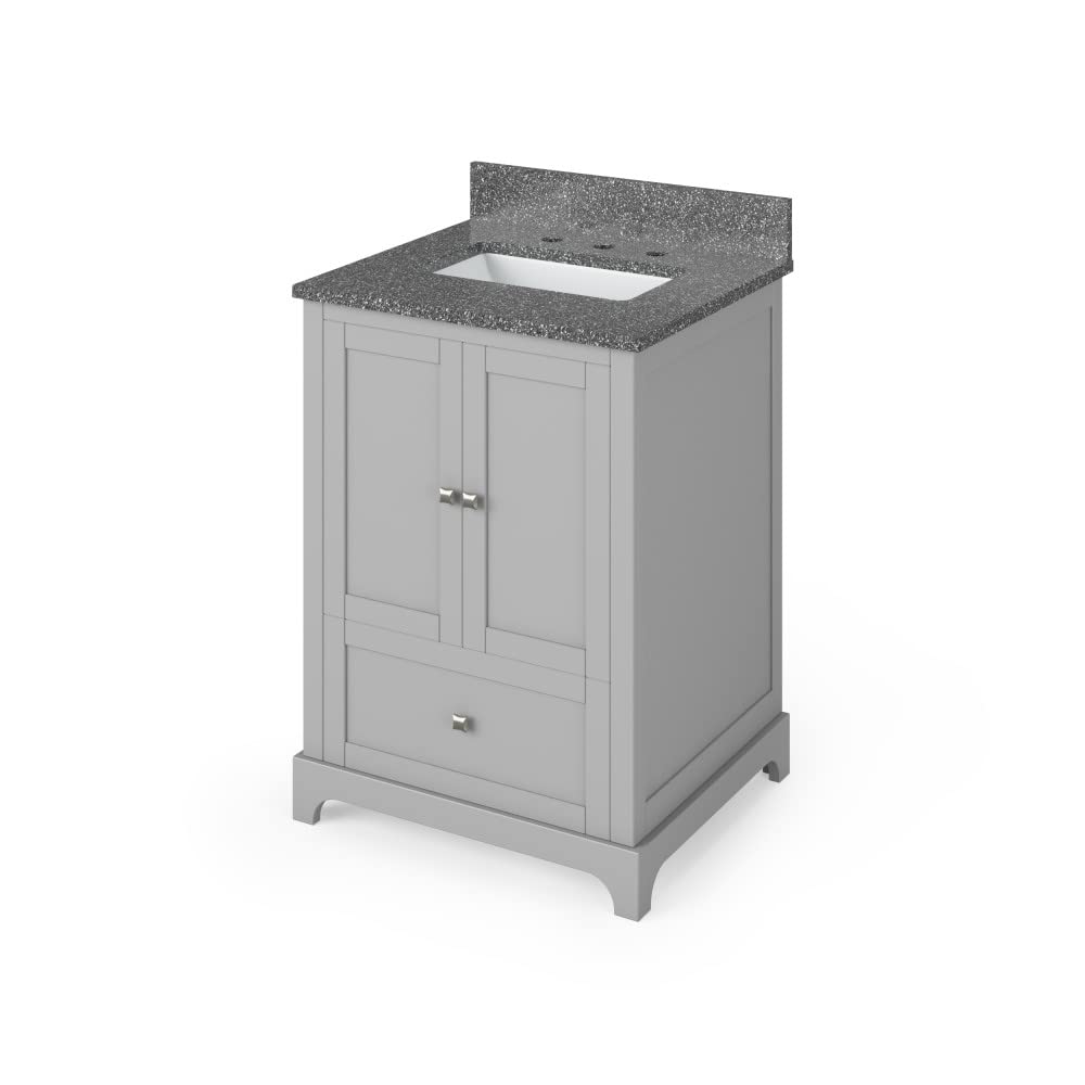 Jeffrey Alexander VKITADD24GRBOR 24" Grey Addington Vanity, Boulder Cultured Marble Vanity Top, undermount rectangle bowl