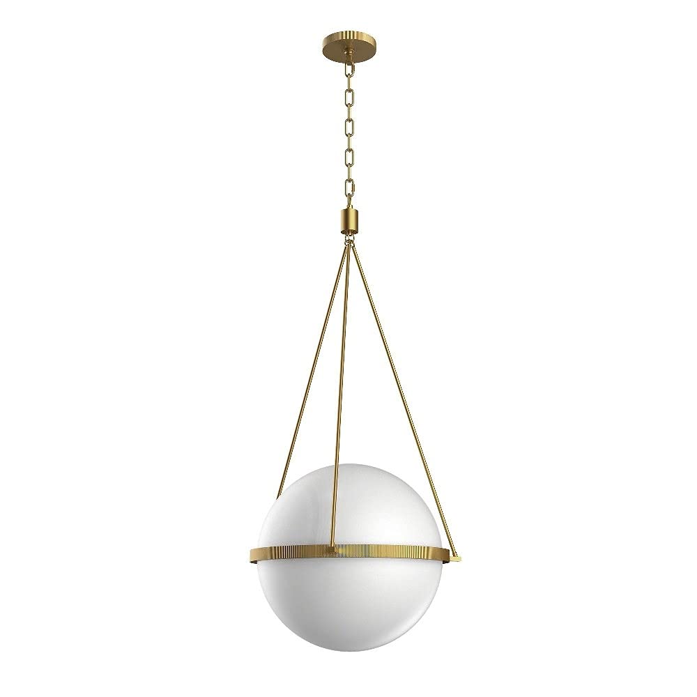 Alora PD351317VBOP SUTTER 3 LIGHT PENDAT VINTAGE BRASS OPAL GLASS