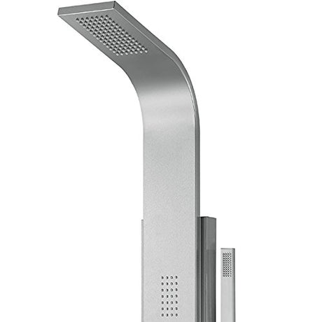 PULSE ShowerSpas 1043-SSB Malibu ShowerSpa Panel with Rain Showerhead, 2 Oversized Body Spray Jets and Hand Shower, Brushed Stainless Steel with Brushed Nickel Fixtures