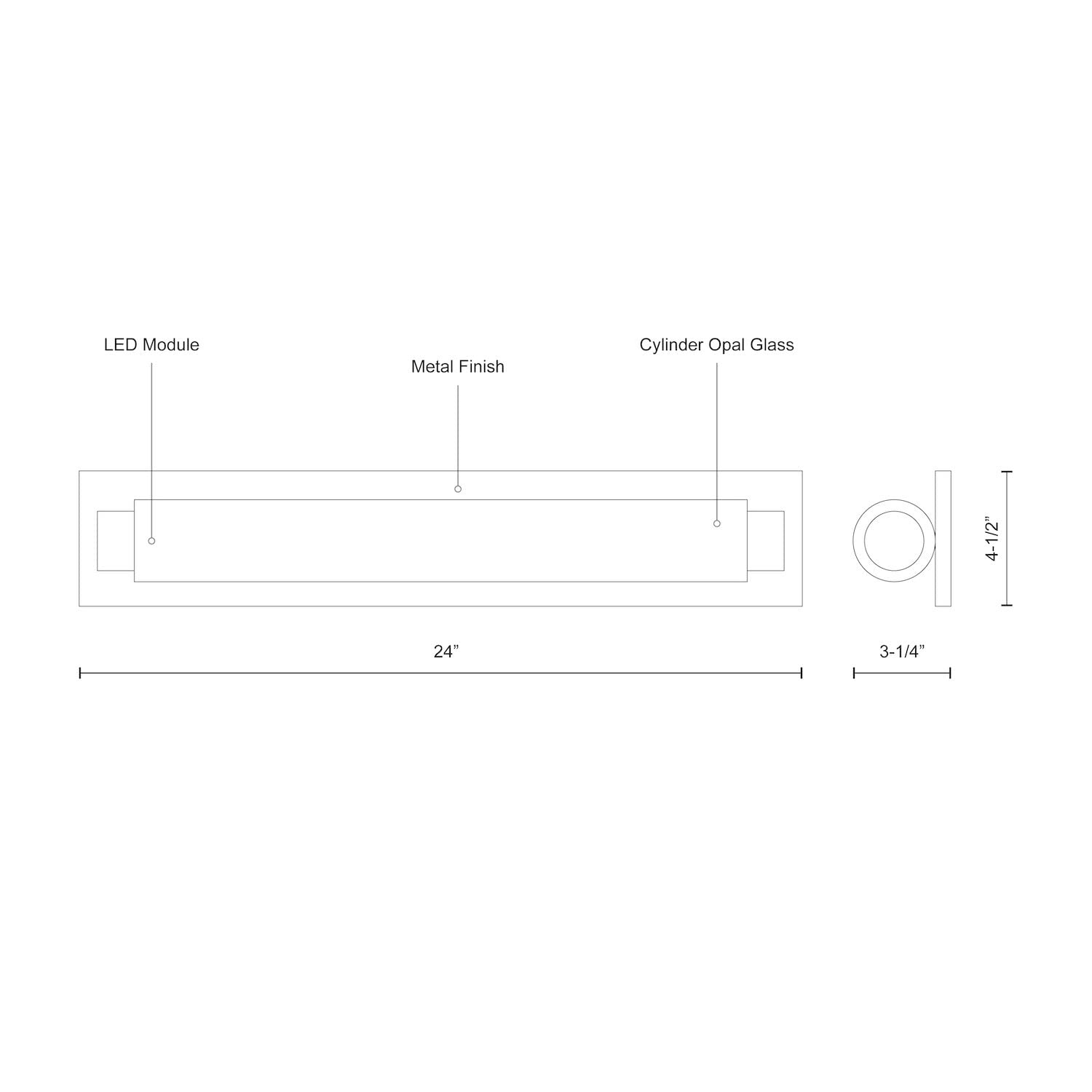 Kuzco VL7524-CH CHARLESTON 24" VL Chrome 120V ELV LED 3000K 90CRI 24W