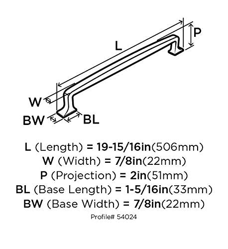 Amerock Appliance Pull Polished Nickel 18 inch (457 mm) Center to Center Westerly 1 Pack Drawer Pull Drawer Handle Cabinet Hardware